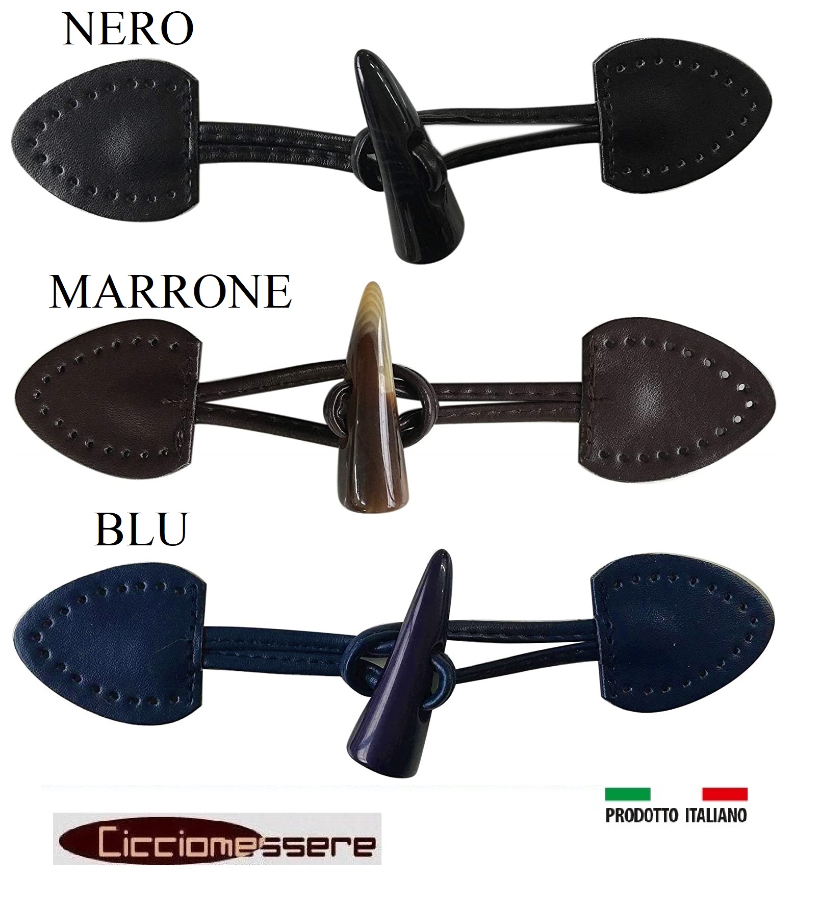 Bottoni Alamari Ecopelle per Abbigliamento Montgomery Cappotto 18x4cm  3/Colori Confezione Completo da Pezzi 1